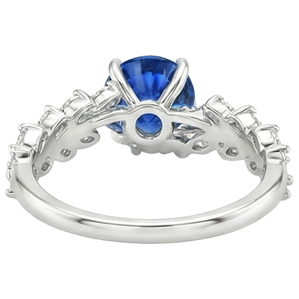 Blue Sapphire & Marquise Natural Earth Mined Diamond ( Not Lab Grown ) Ring 3 Carats New