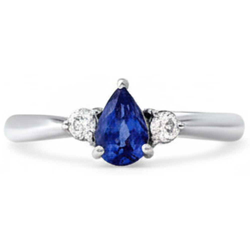 Blue Shappire Natural Earth Mined Diamond ( Not Lab Grown ) Wedding Ring