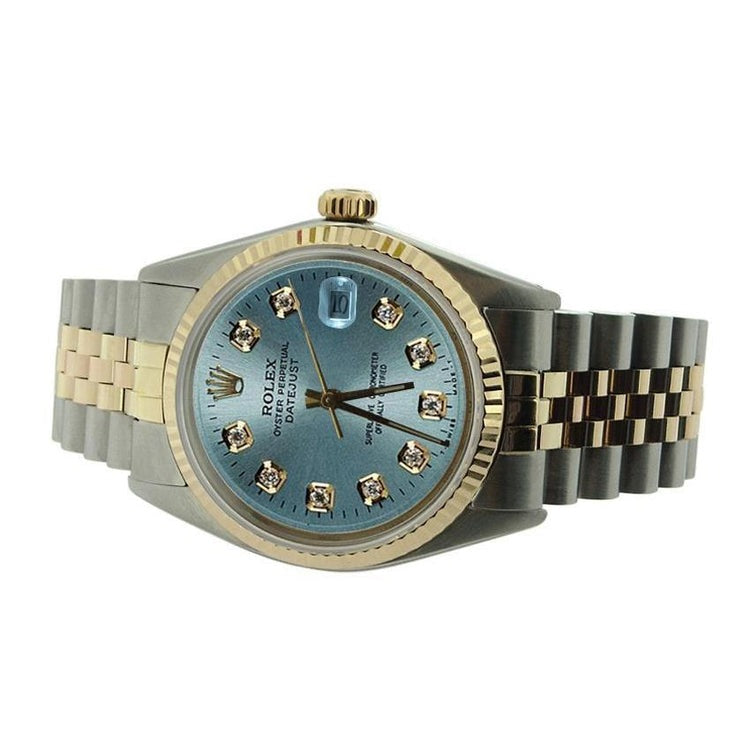 Blue face rolex with diamonds hotsell