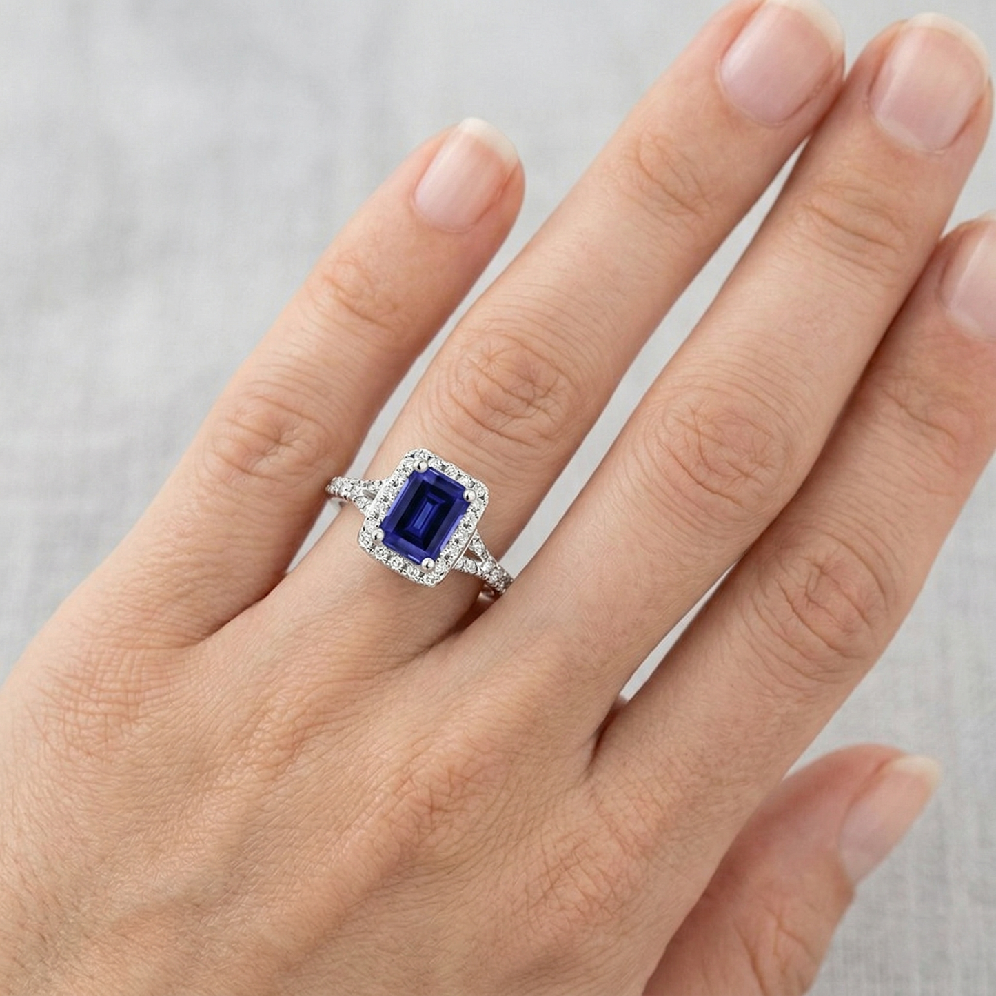 Blue Emerald Ceylon Sapphire Natural Earth Mined Diamond ( Not Lab Grown ) Engagement Ring 3 Carats