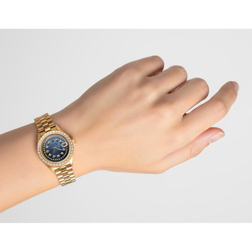 Blue Mop String Diamond Dial Rolex Dj Presidential Watch Bezel P2