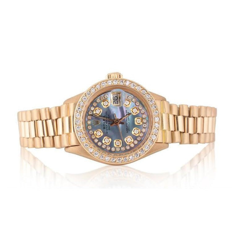 Mop String Diamond Dial Ladies Yellow Gold