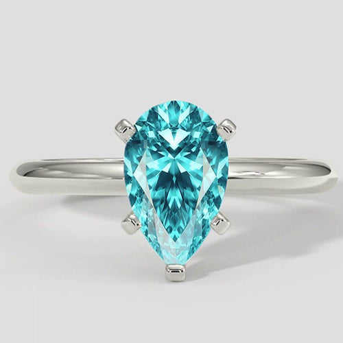 Bluish Paraiba Ring 1.50 Pear Cut