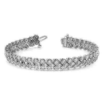Bracelet White Gold 14K 12 Ct Round Cut Lab Grown Diamonds Figure Eight Link