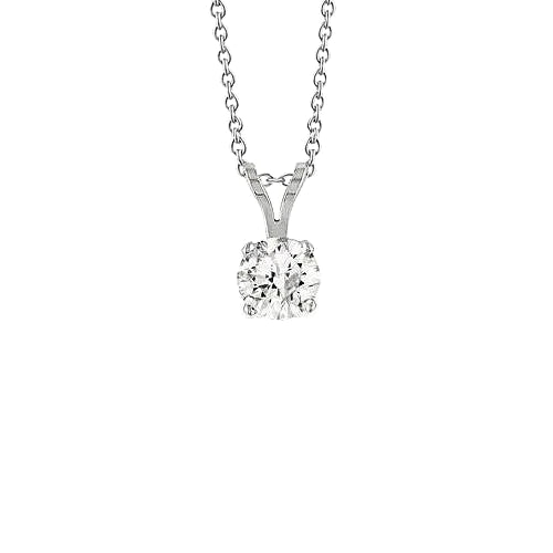 Brilliant Cut 1.50 Carat Solitaire Real Diamonds Necklace Pendant WG 14K
