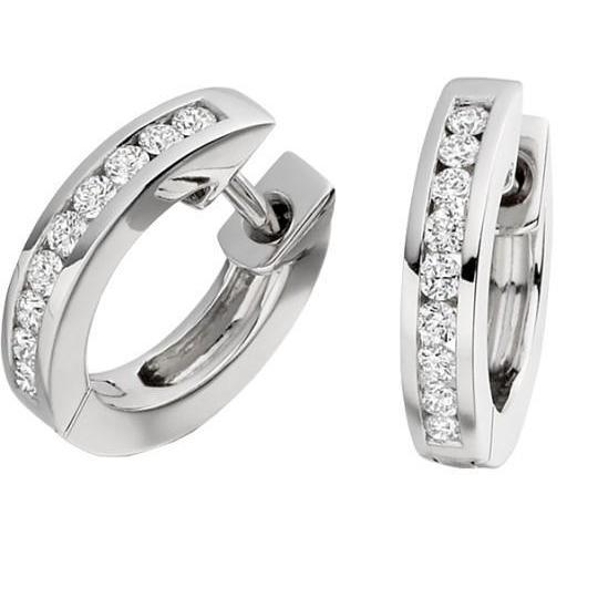 Brilliant Cut 2.70 Carats Real Diamonds Women Hoop Earrings White Gold