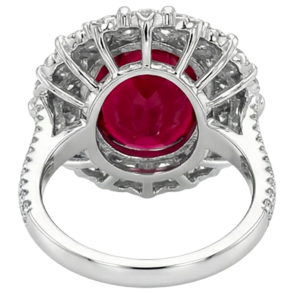 Burma Ruby Natural Earth Mined Diamond ( Not Lab Grown ) Cocktail Ring