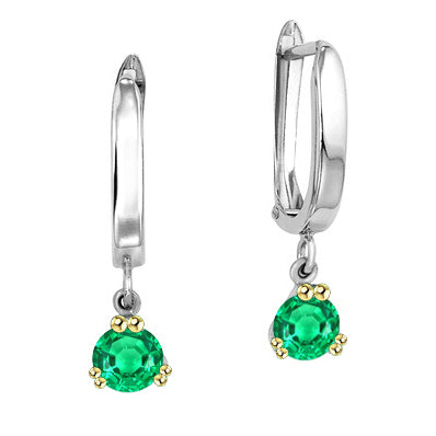 Round Cut Colombian Emerald ring in 14K Two Tone Gold – main view