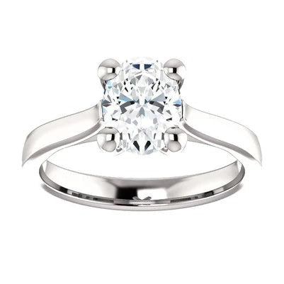 Cathedral Setting Solitaire Oval Real Diamond Ring 3.50 Carats Jewelry New - Solitaire Ring-harrychadent.ca