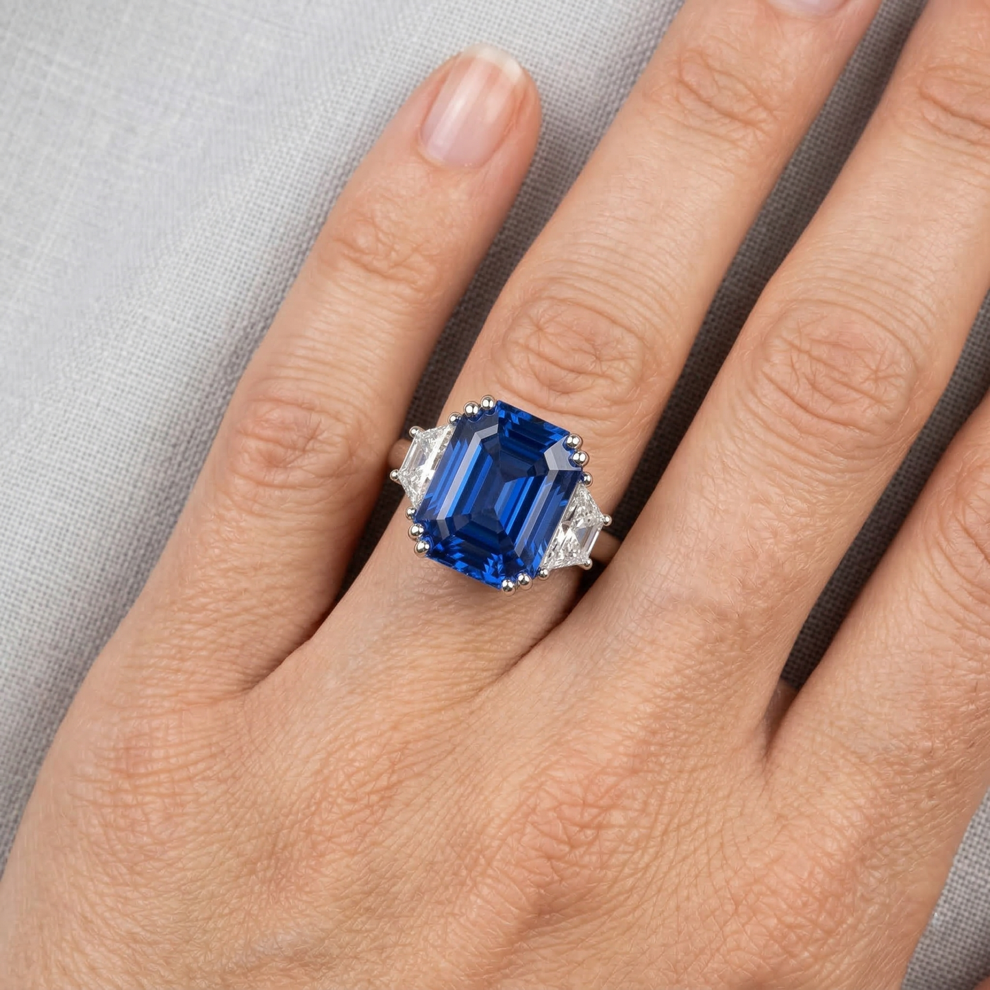 Celebrity Natural Earth Mined Diamond ( Not Lab Grown ) Sapphire Engagement Ring