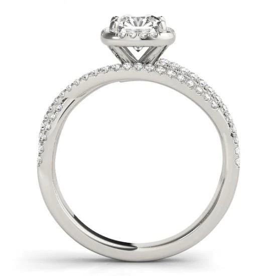 Center Cushion Genuine Diamond Halo Engagement Ring 1.74 Ct. White Gold