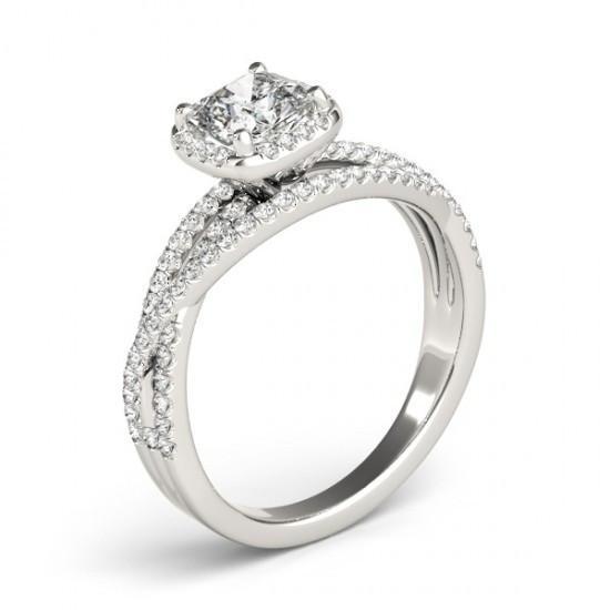 Center Cushion Genuine Diamond Halo Engagement Ring 1.74 Ct. 14K
