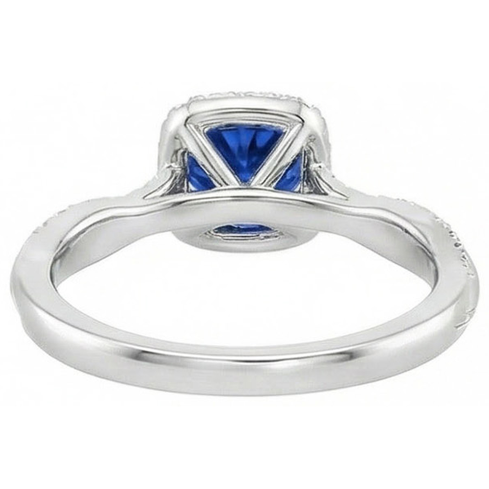 natural round sapphire 3ct ring profile view