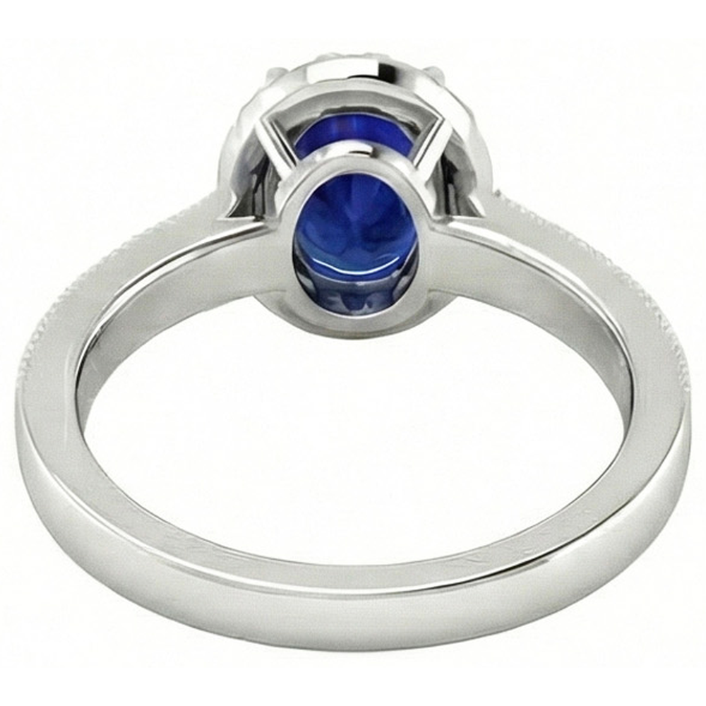 Ceylon Blue Sapphire Natural Earth Mined Diamond ( Not Lab Grown )s 4 Carats Wedding Ring White Gold 14K