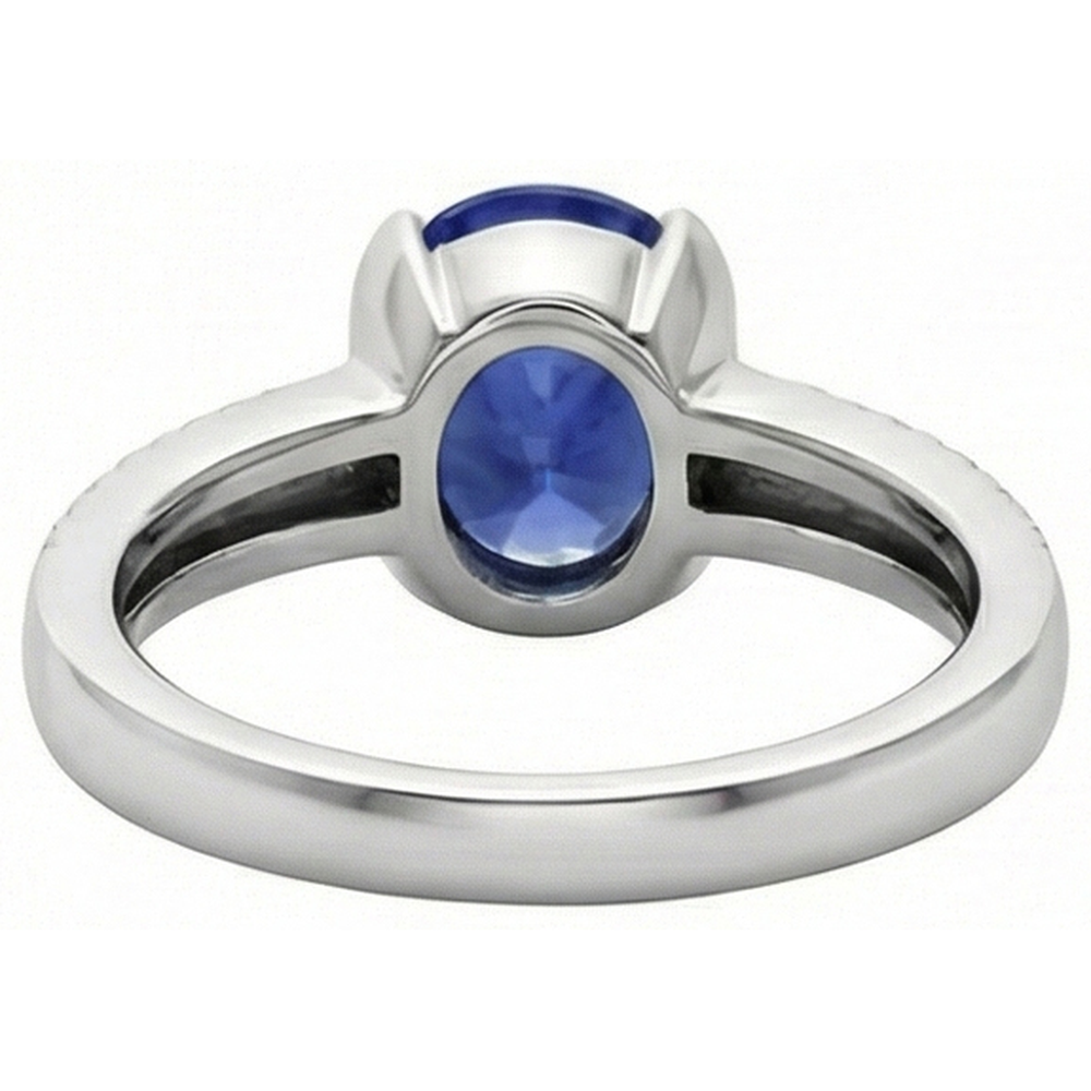 natural round sapphire 3.75ct ring profile view