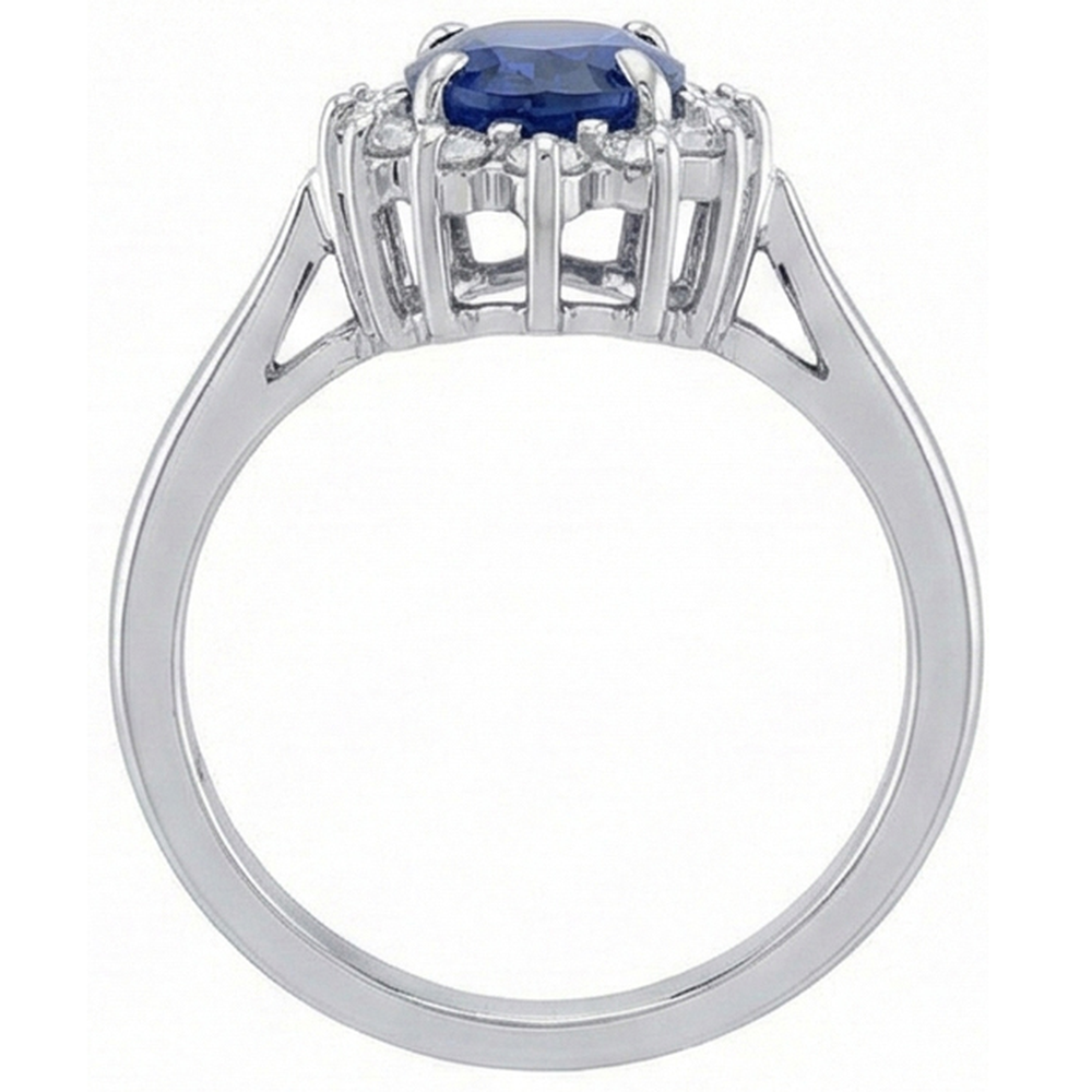 natural round sapphire 4.70ct ring on white background