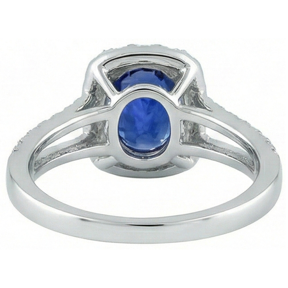 Ceylon Sapphire 3.25 Carats Anniversary Ring White Gold 14K