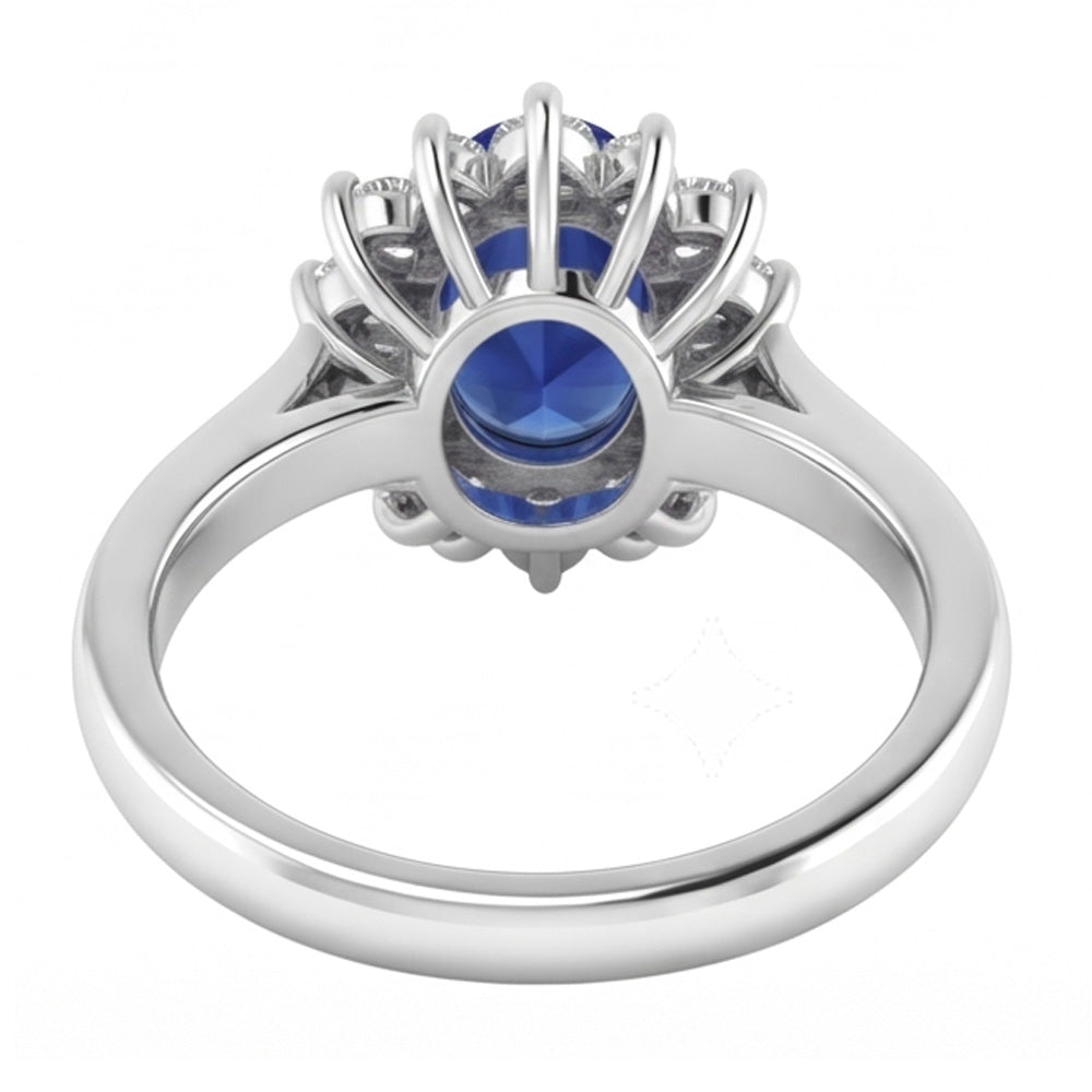 Ceylon Sapphire And Natural Earth Mined Diamond ( Not Lab Grown ) s 3.50 Ct Ring White Gold 14K