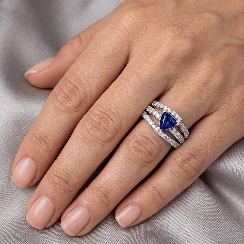 Ceylon Sapphire Ring With Natural Earth Mined Diamond ( Not Lab Grown )s