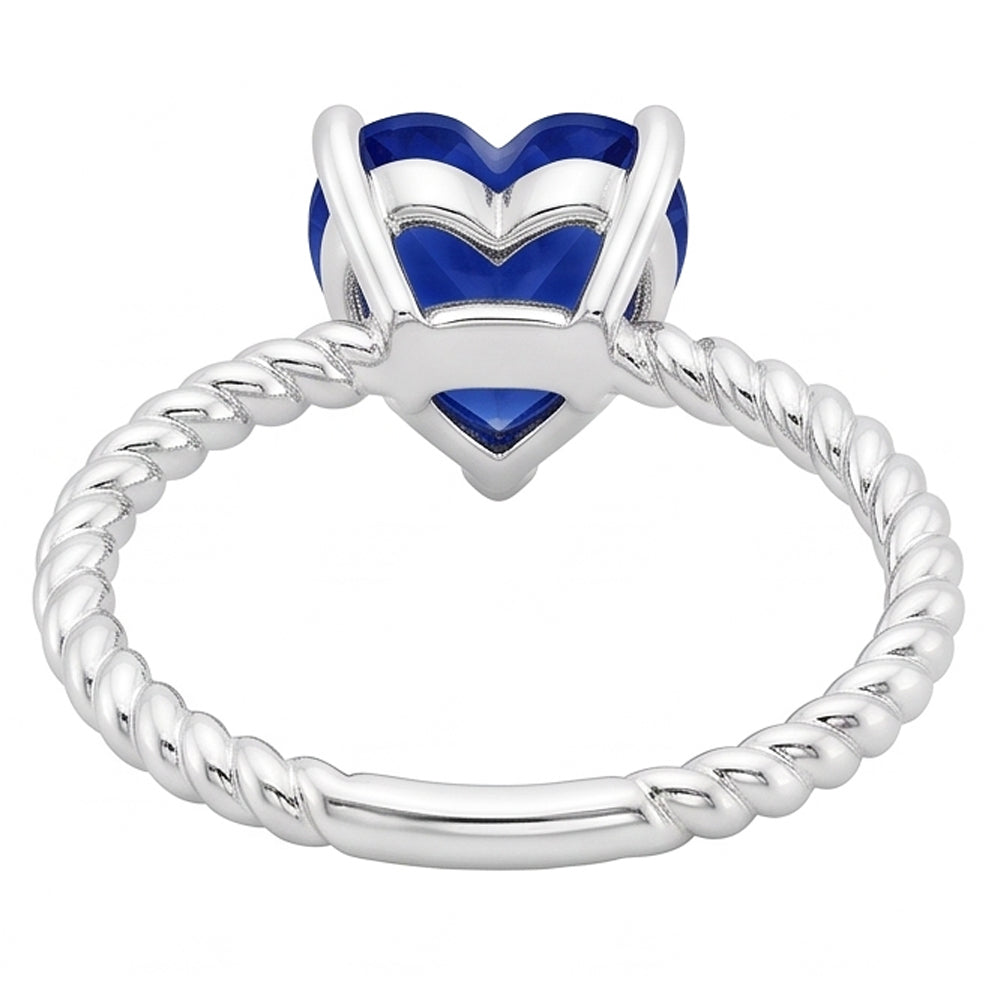 Ceylon Sapphire Solitaire Heart Shaped Ring Rope Style 1.50 Carats