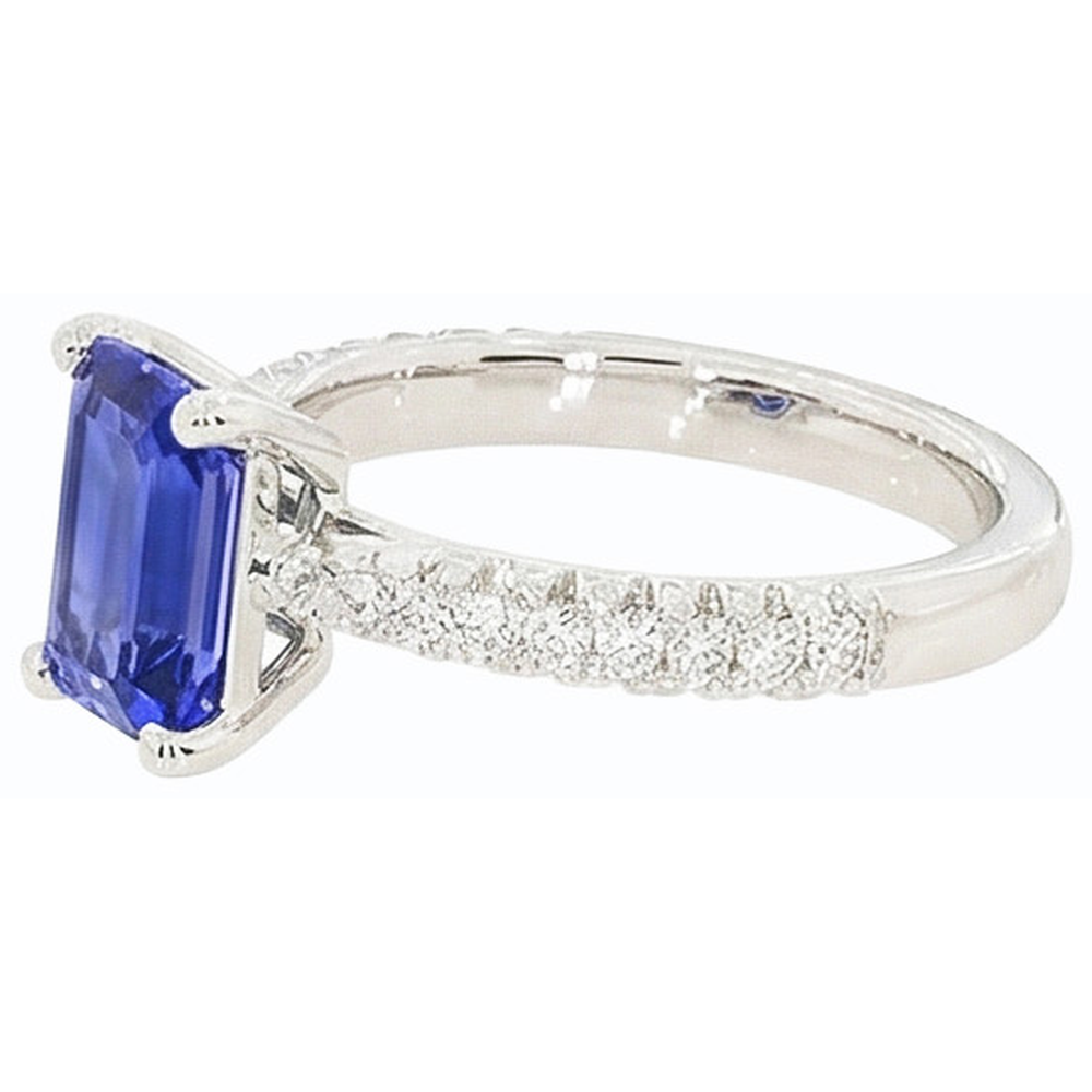 Ceylon Sapphire Solitaire Ring And Round Natural Earth Mined Diamond ( Not Lab Grown )s 3.75 Carats