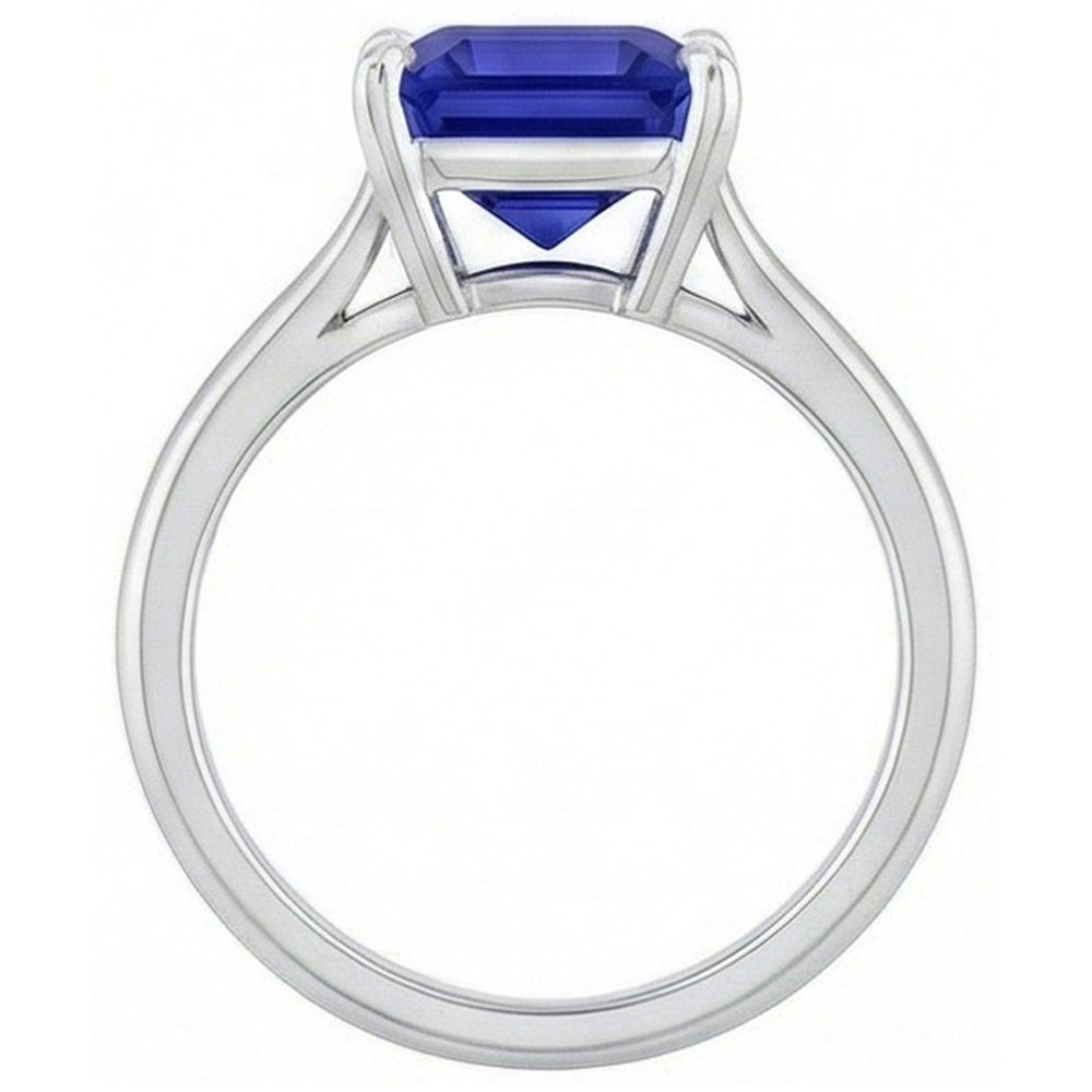 Ceylon Sapphire Solitaire Ring Asscher Cut 2 Carats Women's Jewelry