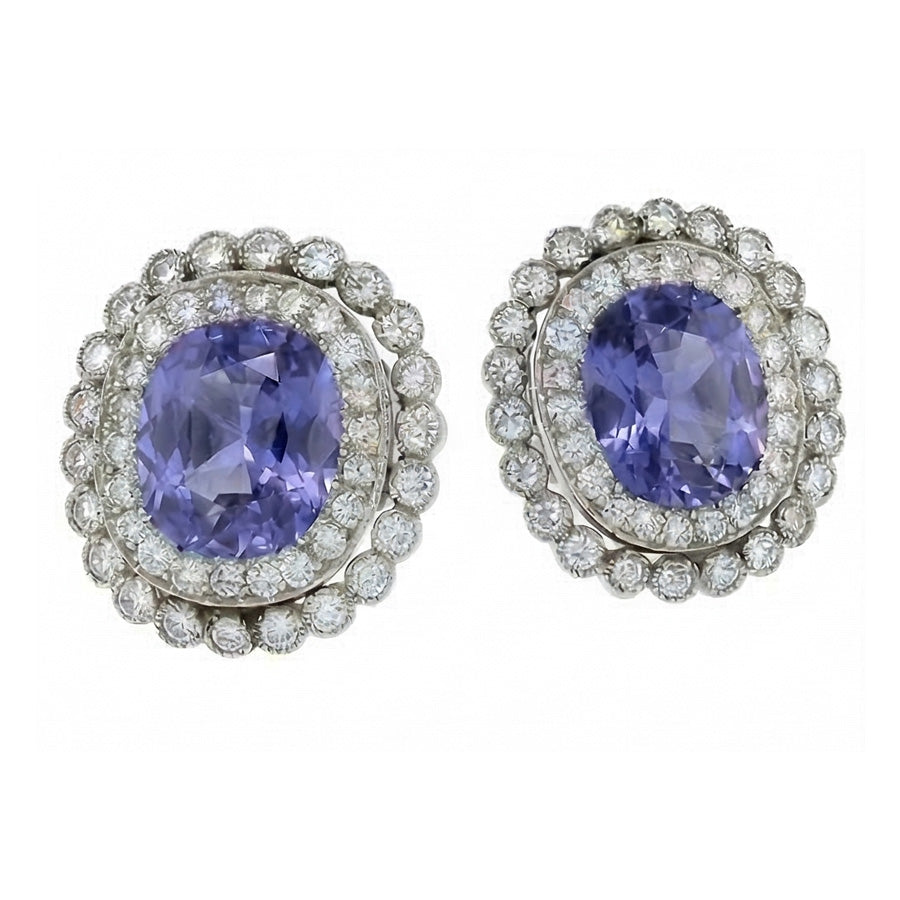 natural round sapphire 4.38ct earring top view