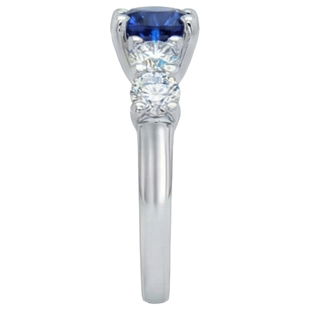 Ceylon Sapphire & Natural Earth Mined Diamond ( Not Lab Grown ) s Gemstone Ring 2.90 Carats White Gold 14K