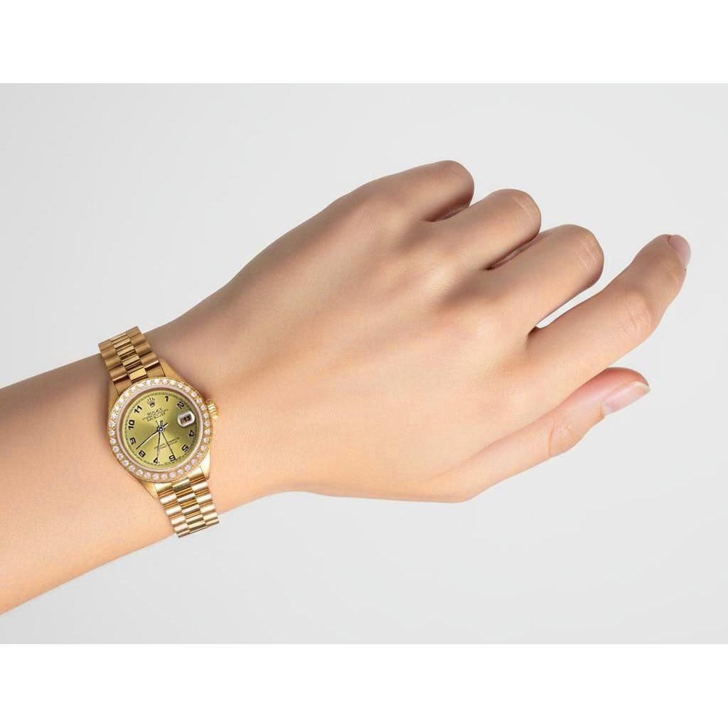 Champagne Arabic Dial Rolex Dj Watch Gold President Style Diamond P2