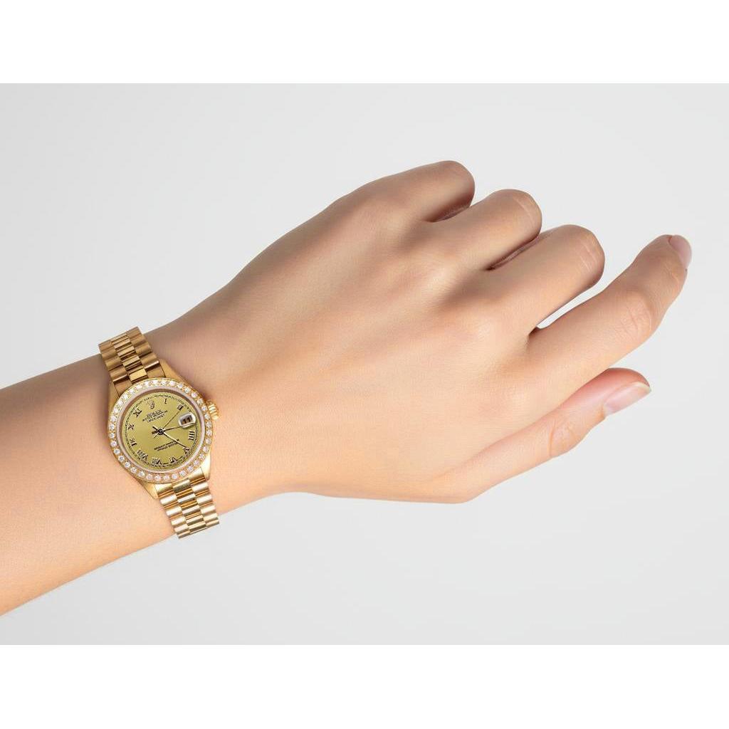 Champagne Roman Dial Rolex Dj Watch Presidential Style Bracelet G P2