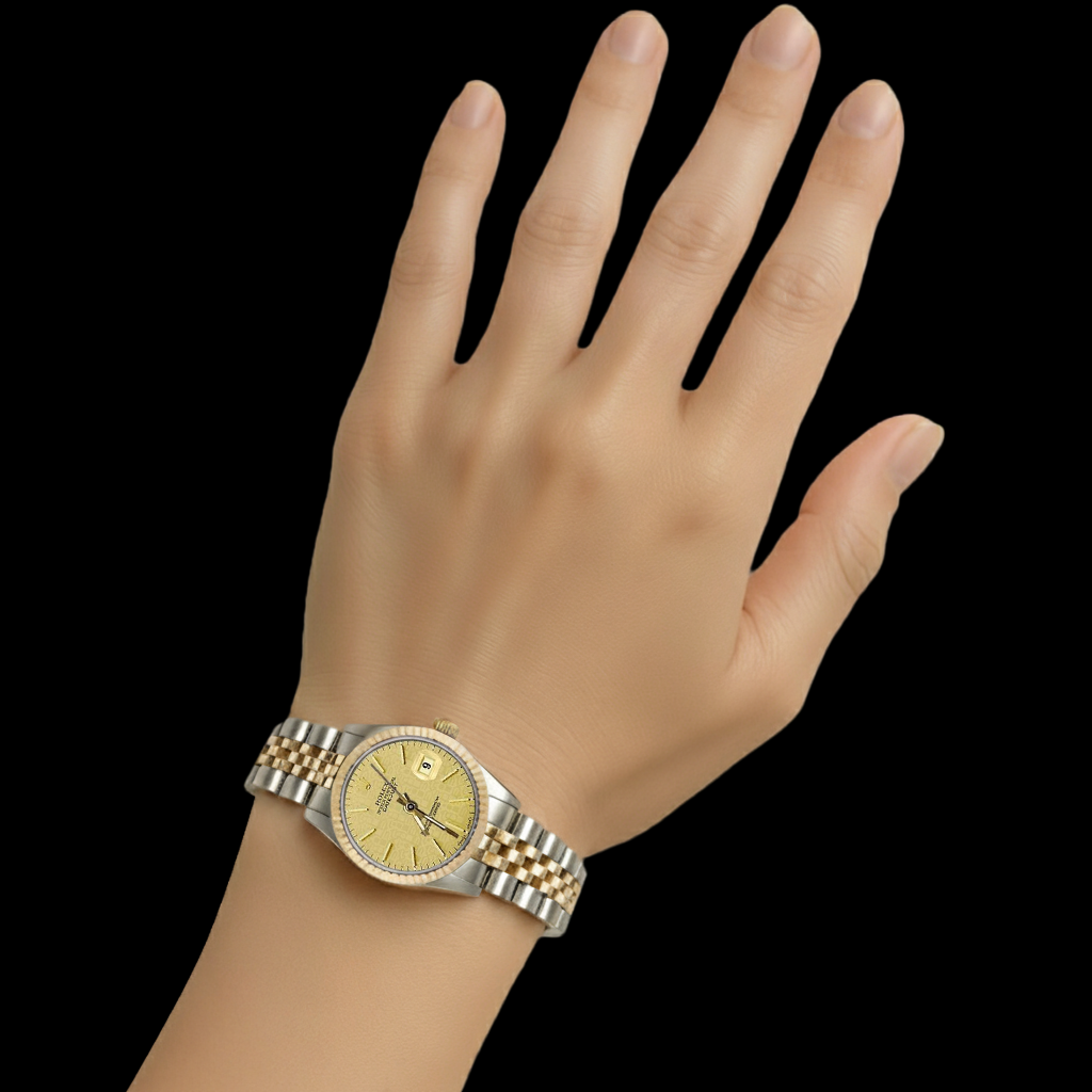 Champagne Stick Dial Datejust Women Watch Rolex Ss & Gold Jubilee P2