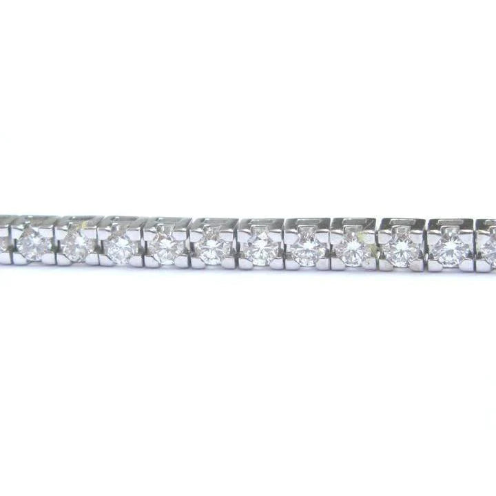Channel Set Round Cut Real Diamond Bracelet 5.10 Carat White Gold 14K