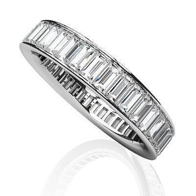 Channel Set Baguette Cut Lab Grown Diamond Eternity Band Gold 6 Carats - Eternity Band-harrychadent.ca