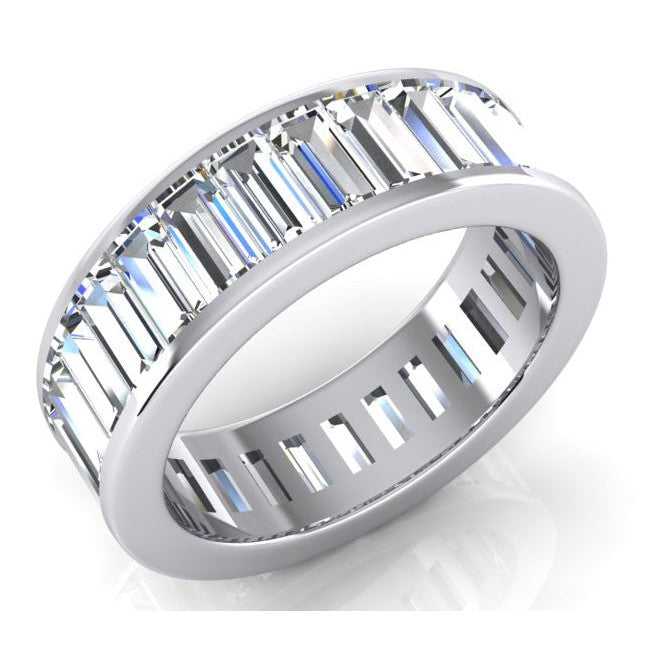 Channel Set Baguette Cut Lab Grown Diamond Eternity Band Gold 6 Carats