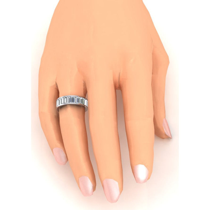 Channel Set Baguette Cut Lab Grown Diamond Eternity Band Gold 6 Carats