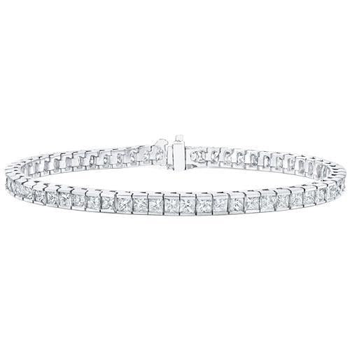 Channel Set Bracelet 8.55 Carats Princess Cut Lab Grown Diamonds WG 14K