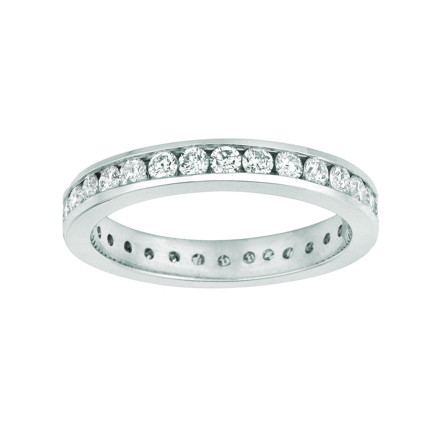 Channel Set Lab Grown Diamond Eternity Band 3 Carats 14K White Gold