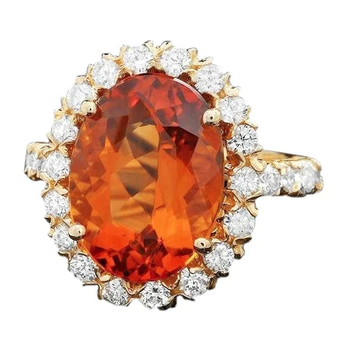 Citrine And Diamond Cocktail Ring