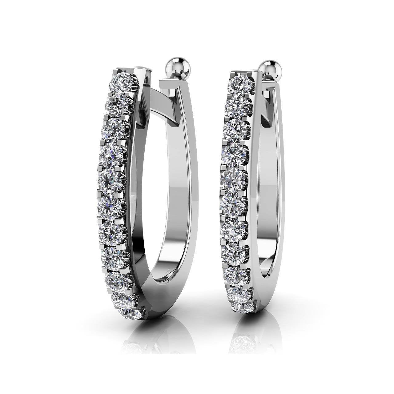 Classic 3.30 Carats Round Cut Genuine Diamonds Women Hoop Earrings White Gold 14K