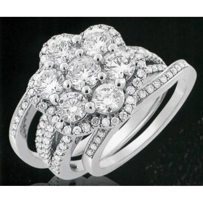 Cluster Lab Grown Diamond Engagement Ring Set