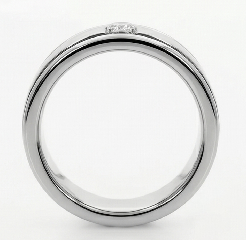 Comfort Fit Mens Band Natural Earth Mined Diamond ( Not Lab Grown ) Ring For Gents