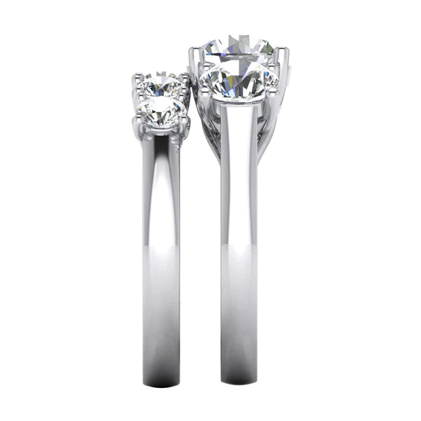 Comfort Fit Round Real Diamond Ring With Matching Band Set