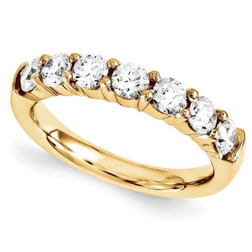 Comfort Fit Lab Grown Diamond Band 1.05 Carats Round Diamonds Yellow Gold 14K