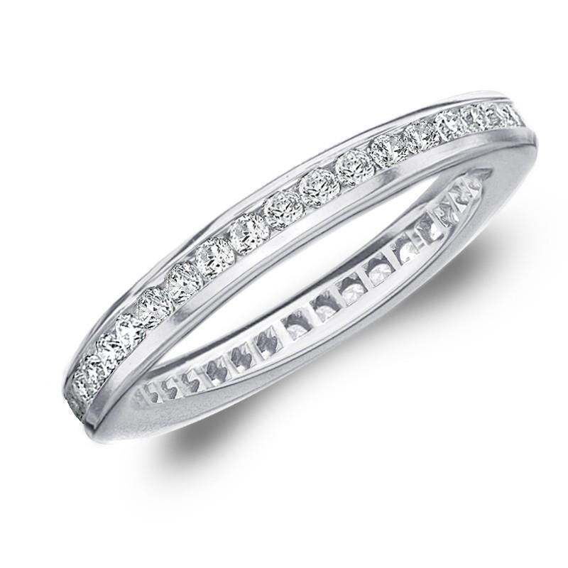 Comfort Fit Round Lab Grown Diamond Eternity Band Channel Set Gold 14K