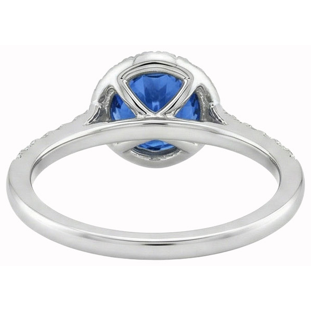 natural round sapphire 3ct ring on white background
