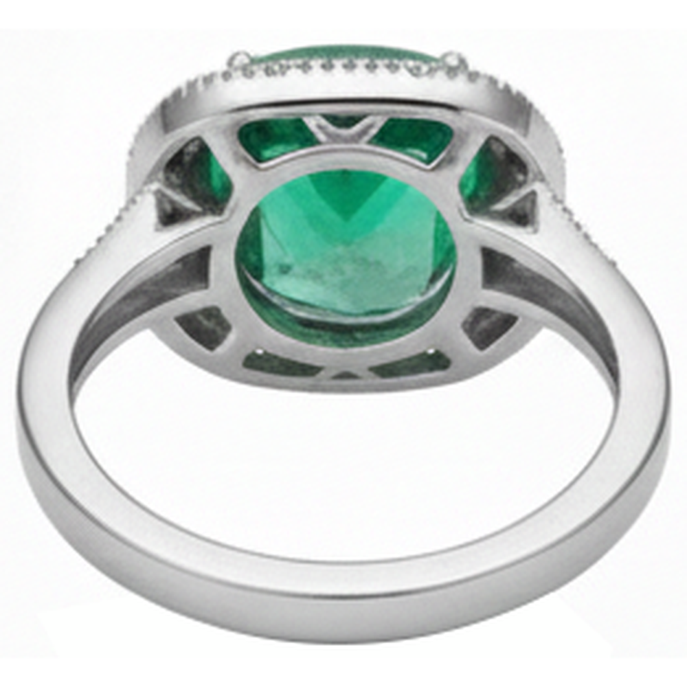 Cushion Cut Green Emerald And Natural Earth Mined Diamond ( Not Lab Grown ) Wedding Ring White Gold 14K 6.5 Ct