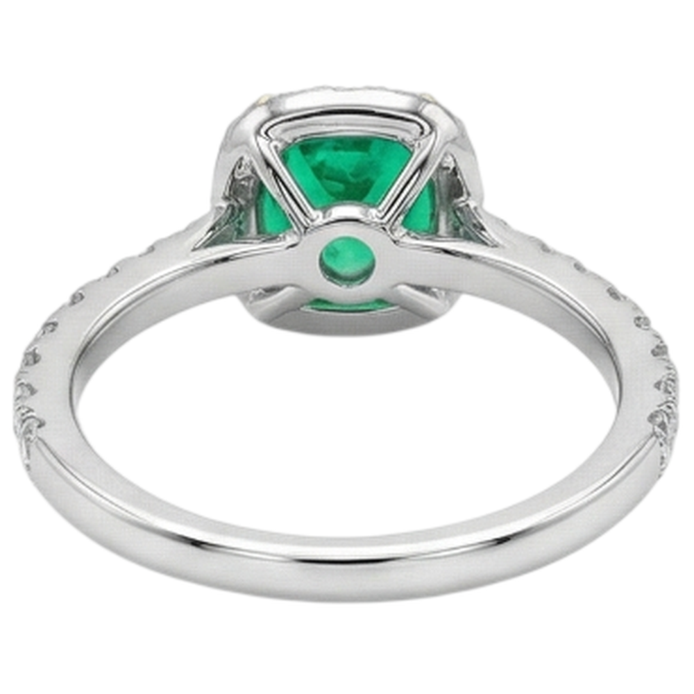 Real Colombian Emerald Gemstone Ring – back view