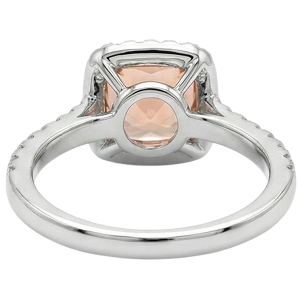 natural round morganite 27ct ring with diamond accents