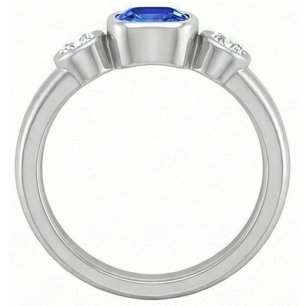 Cushion Sapphire Anniversary Ring 1.50 Carats Bezel Set Round Natural Earth Mined Diamond ( Not Lab Grown )s