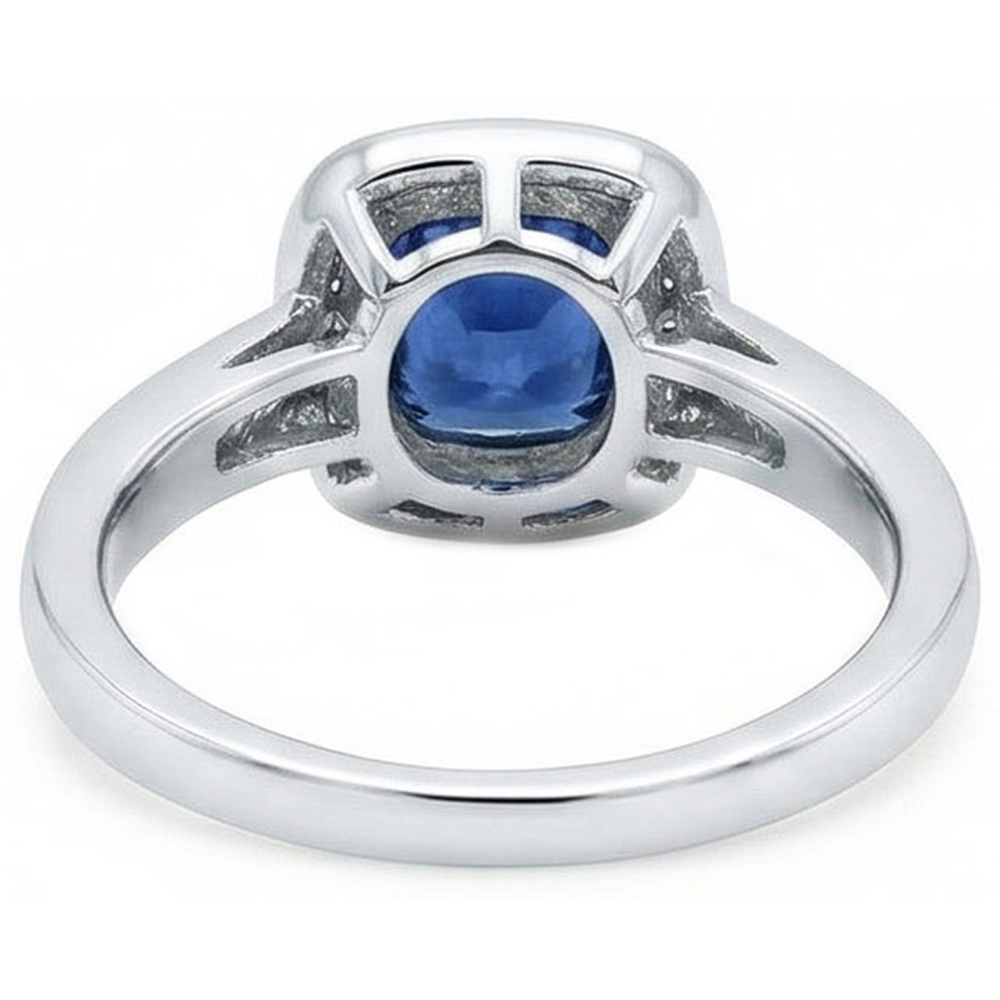natural round sapphire 1.70ct ring profile view